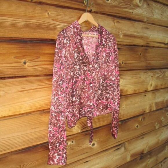 NWT Wilfred Aritzia Tie Front Print Blouse Top - Picture 2 of 7